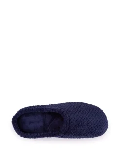 Marineblauw - Totes Isotoner Popcorn pantoffelmuiltjes van badstof