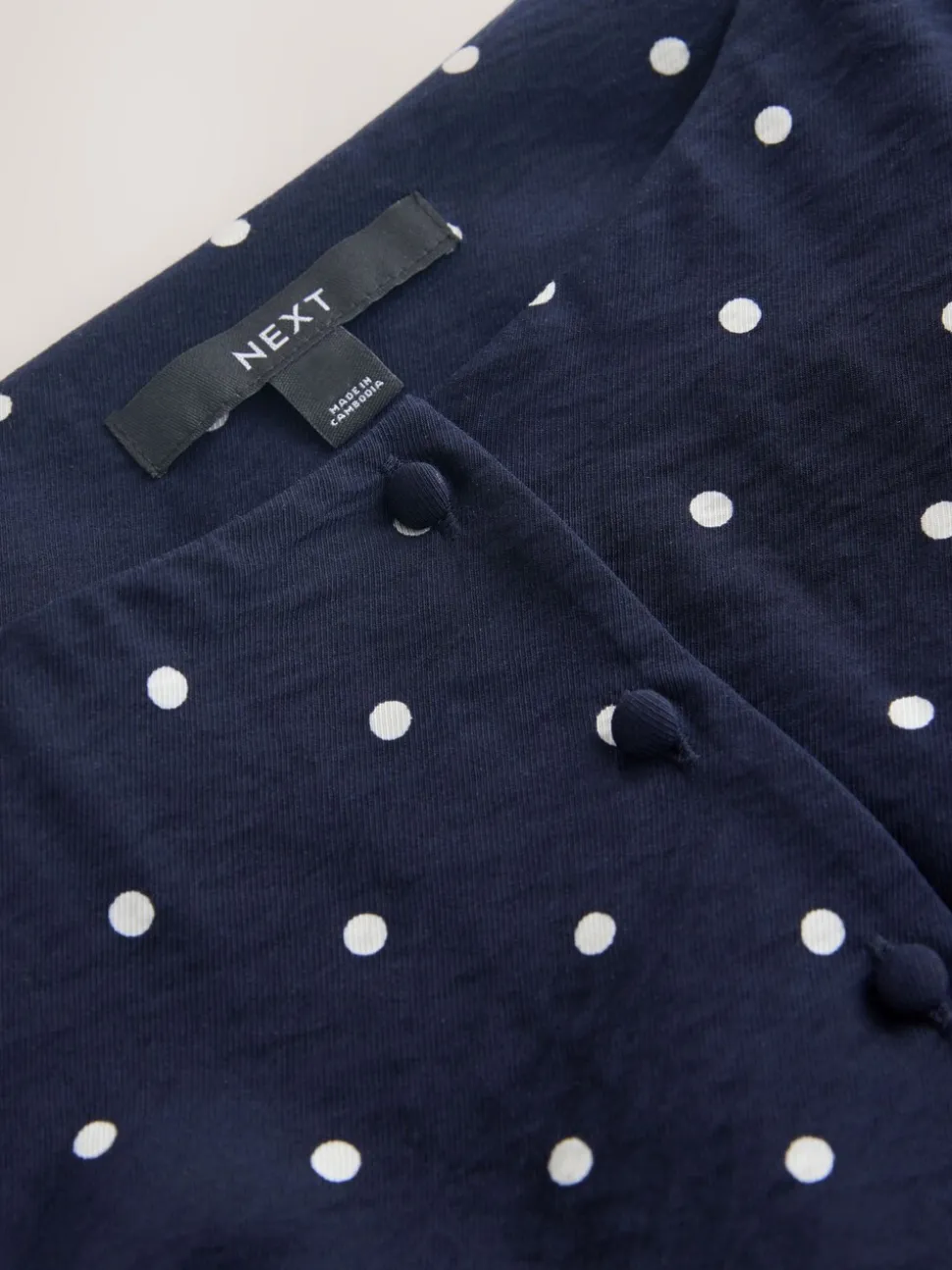 Marineblauw blauw gestippeld - Mini-jurk met strikceintuur