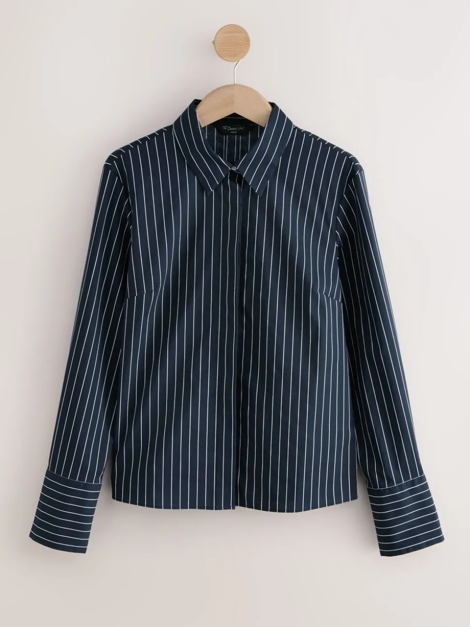 Marineblauw gestreept - Fitted Stretch Essential Long Sleeve Shirt