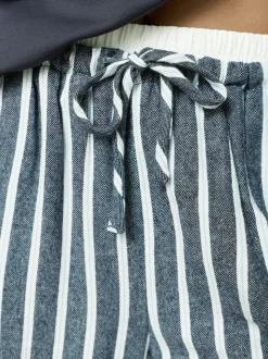 Marineblauw gestreept - Half Zip Sweatshirt and Flannel Pyjamas Set