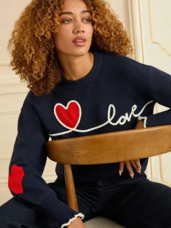 Marineblauw liefdeshart - Love & Roses Cornelli gebreide trui