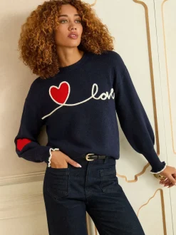 Marineblauw liefdeshart - Love & Roses Cornelli gebreide trui