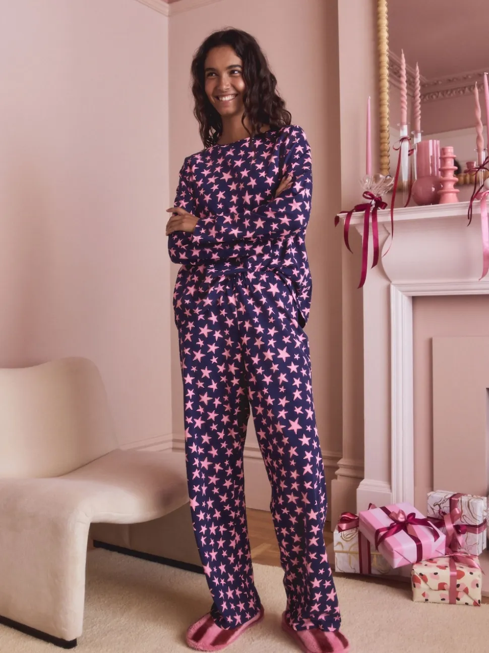 Marineblauw met sterren - Pyjama met lange mouwen