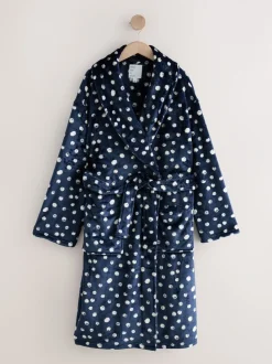 Marineblauw met stippen - Superzachte kamerjas