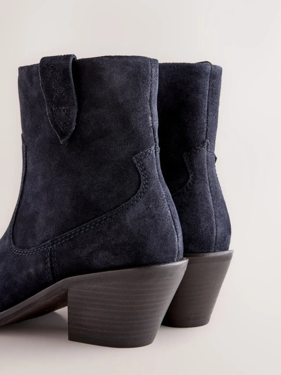 Marineblauw suède - Cowboy Block Heel Ankle Boots