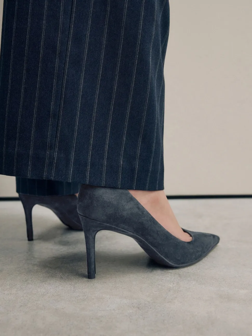 Marineblauw suède - Leren mid-court pumps