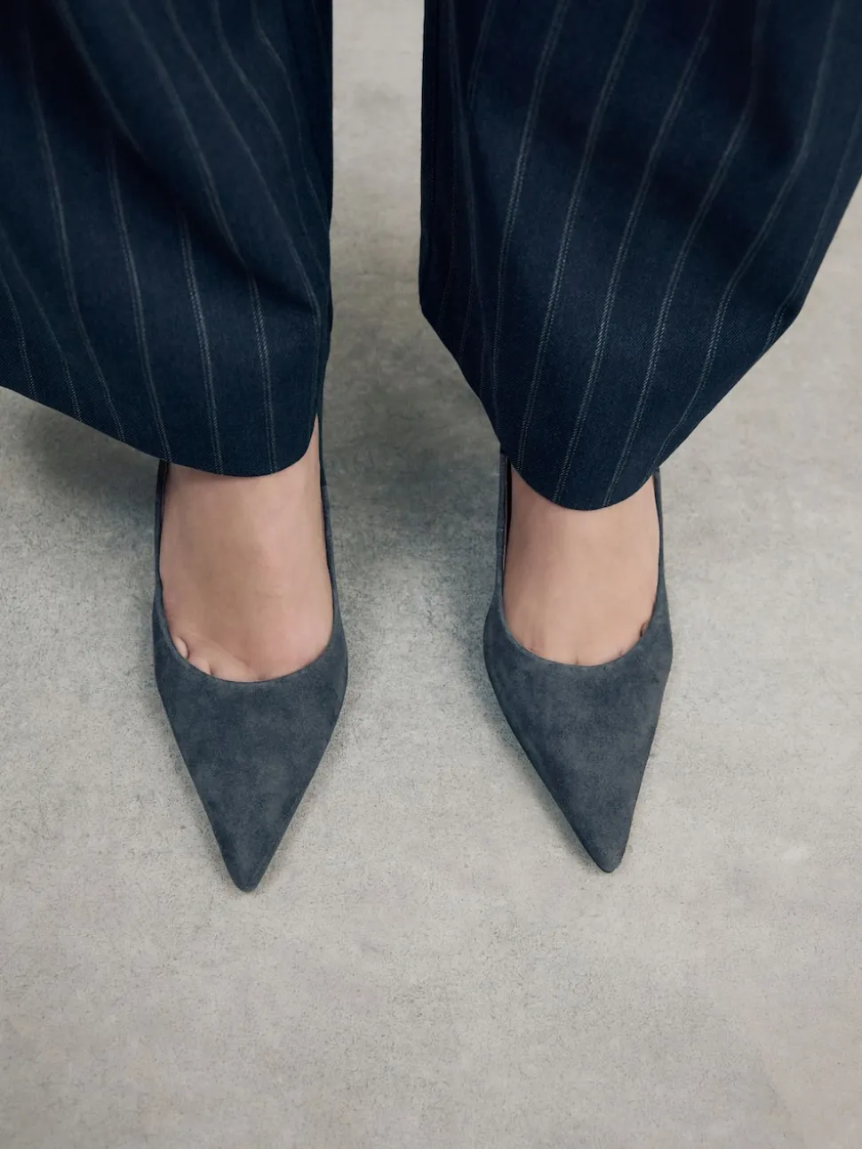 Marineblauw suède - Leren mid-court pumps