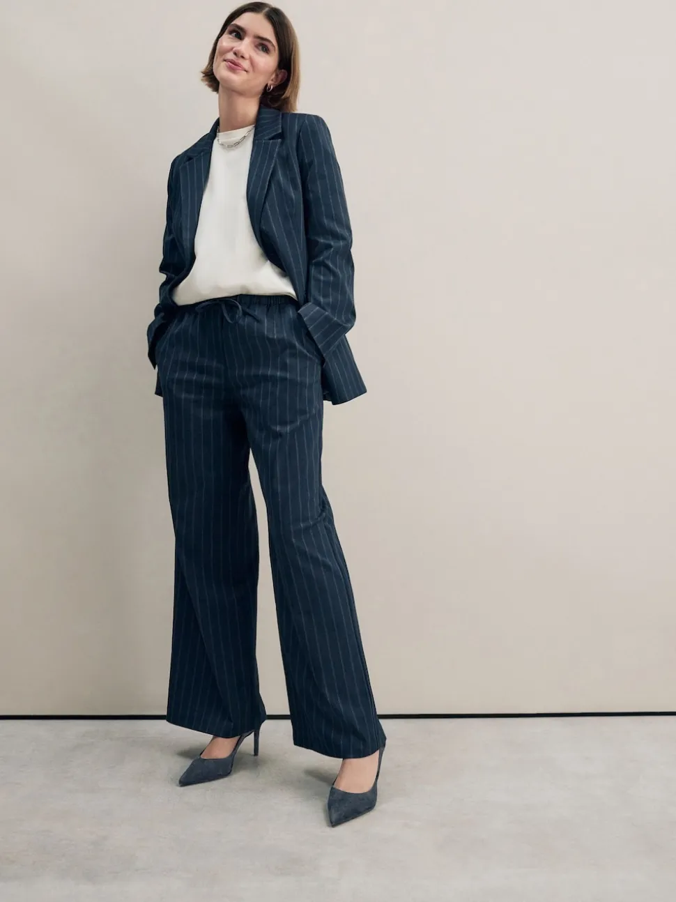 Marineblauw suède - Leren mid-court pumps