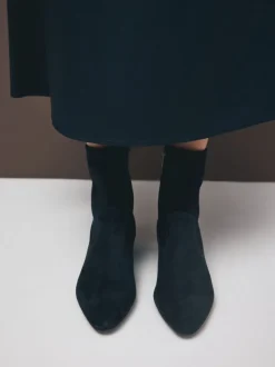 Marineblauw suède - Motionflex Sokkenlaarzen met Blokhak