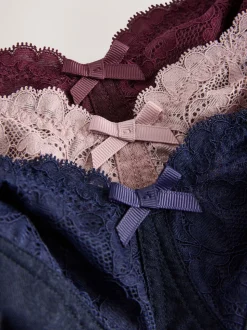 Marineblauw/bessenrood/roze - Total Support ultiem comfortabele kanten beha's met volledige cups 3 stuks