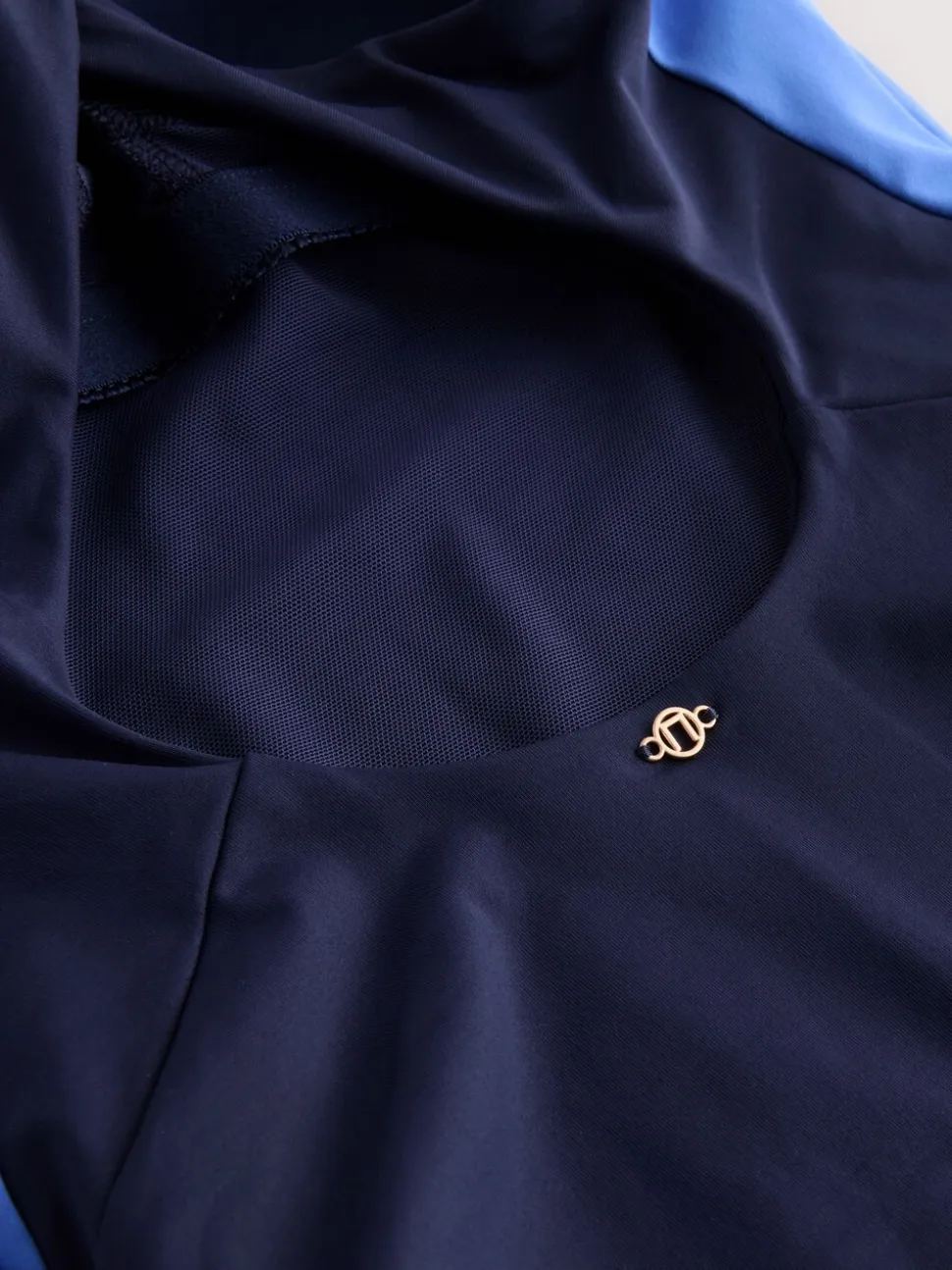 Marineblauw/blauw - Hoogsluitende halterbadpak met buikcorrectie