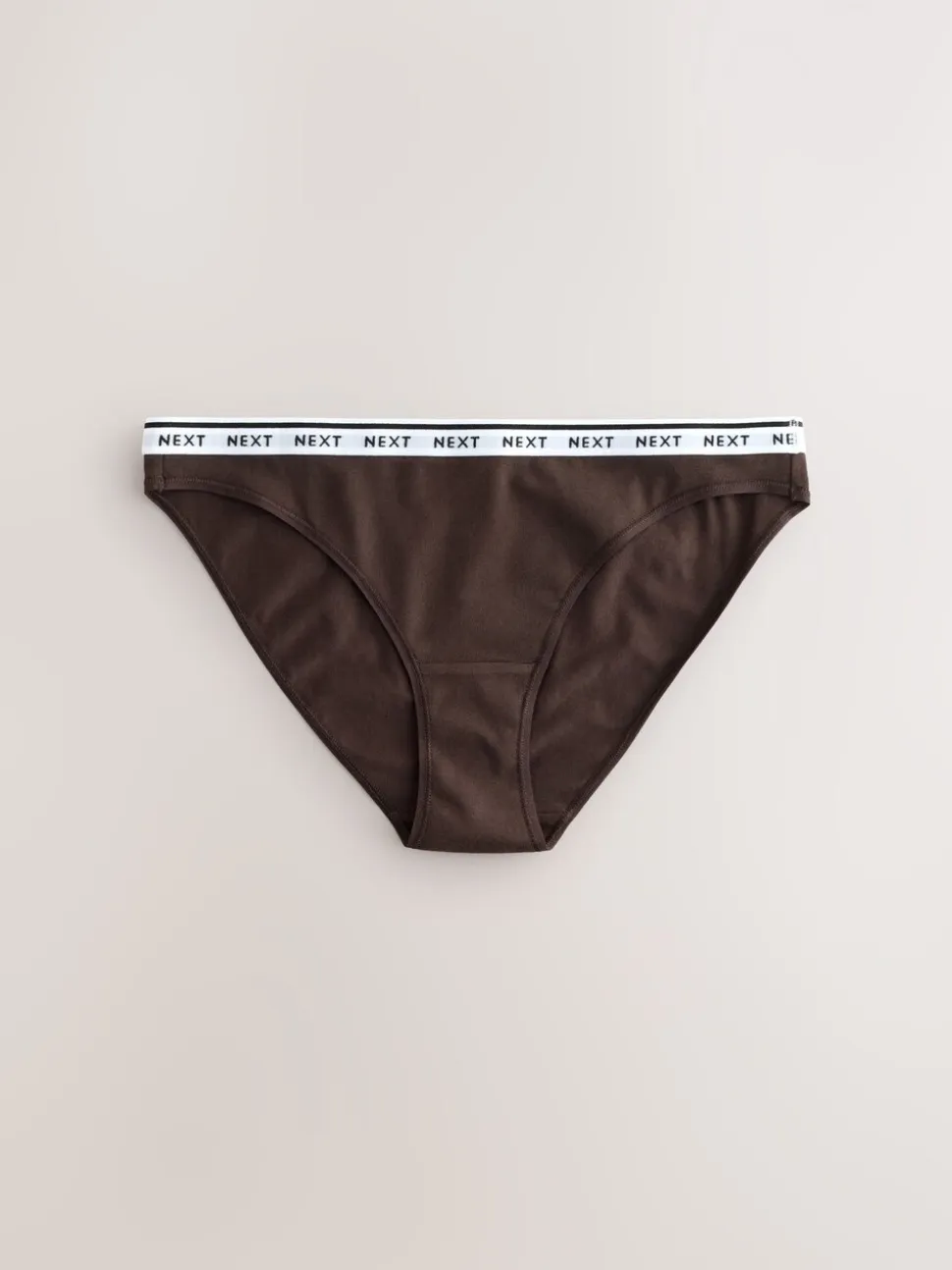 Marineblauw/chocoladebruin gestreept - 7 Katoenen slipjes met logotailleband