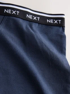 Marineblauw/chocoladebruin gestreept - 7 Katoenen slipjes met logotailleband