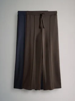 Marineblauw/chocoladebruin - The Set Modal Straight Leg Joggers 2 Pack