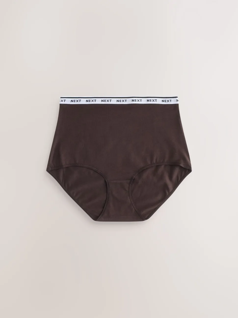 Marineblauw/chocoladebruin gestreept - 7 Katoenen slipjes met logotailleband