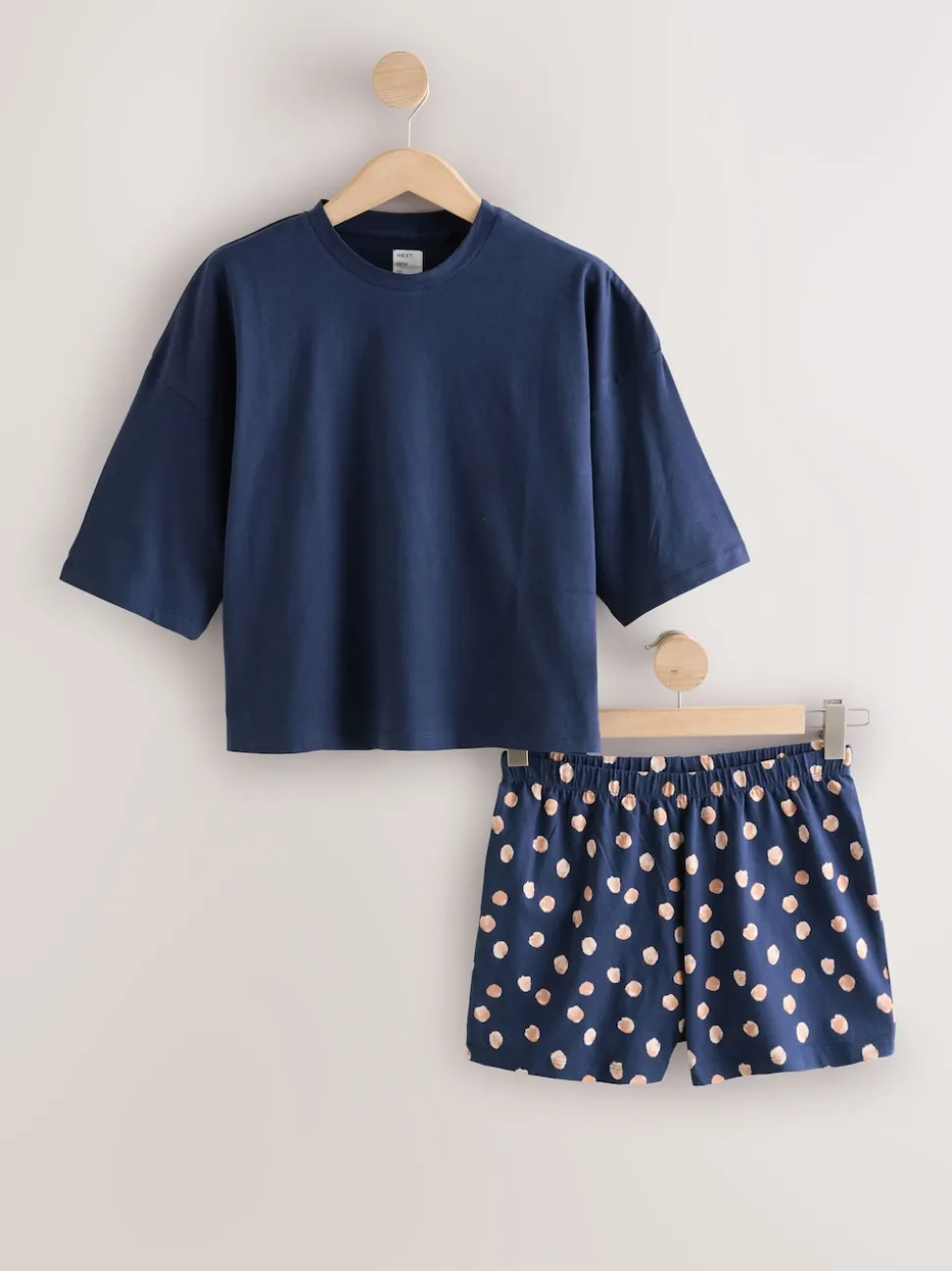 Marineblauwe stip - Korte katoenen pyjama