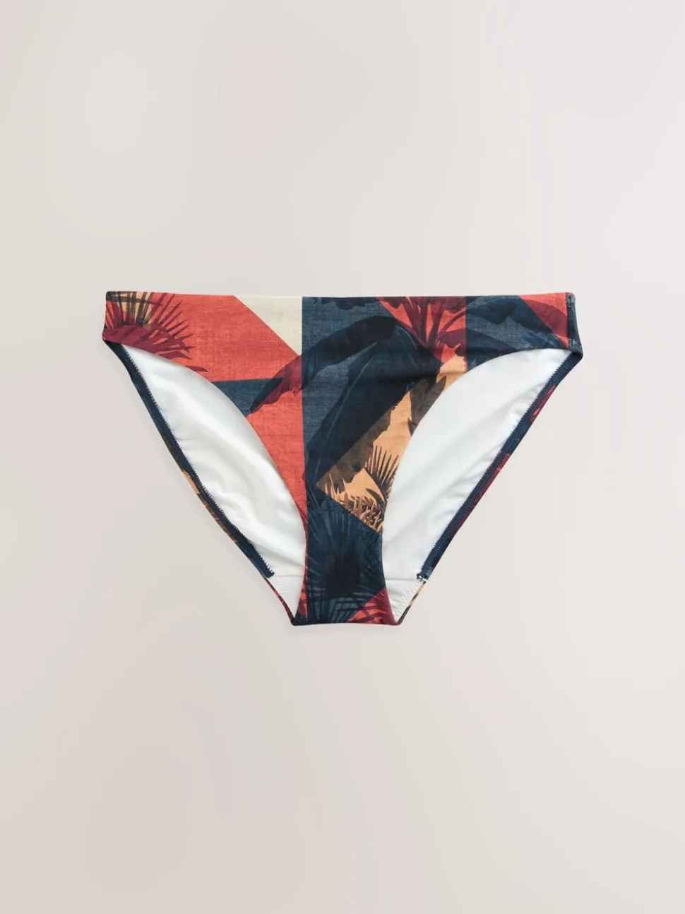Marineblauw/Roestrood palmprint - Bikini broekje met print