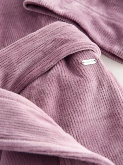 Mauve-paars - Studio Cosy Ribbed Dressing Gown