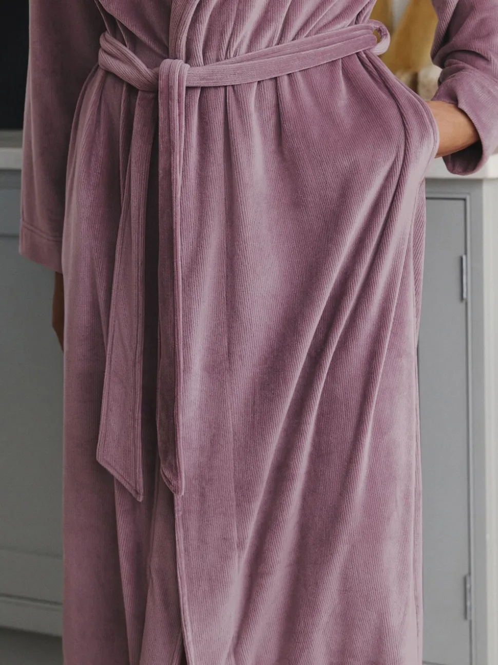Mauve-paars - Studio Cosy Ribbed Dressing Gown