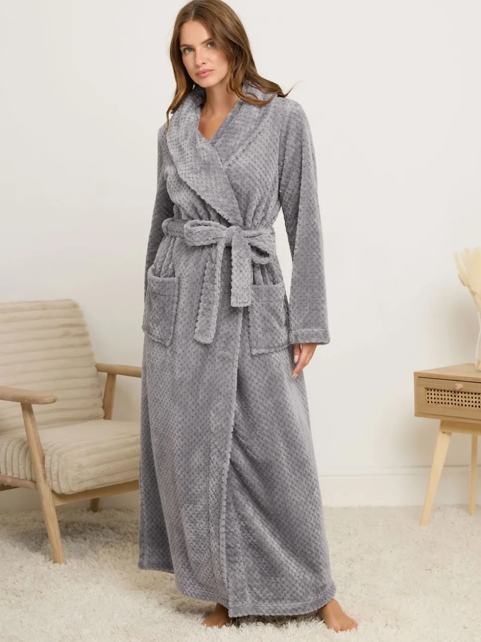 M&Co Honeycomb Shawl Maxi Robe