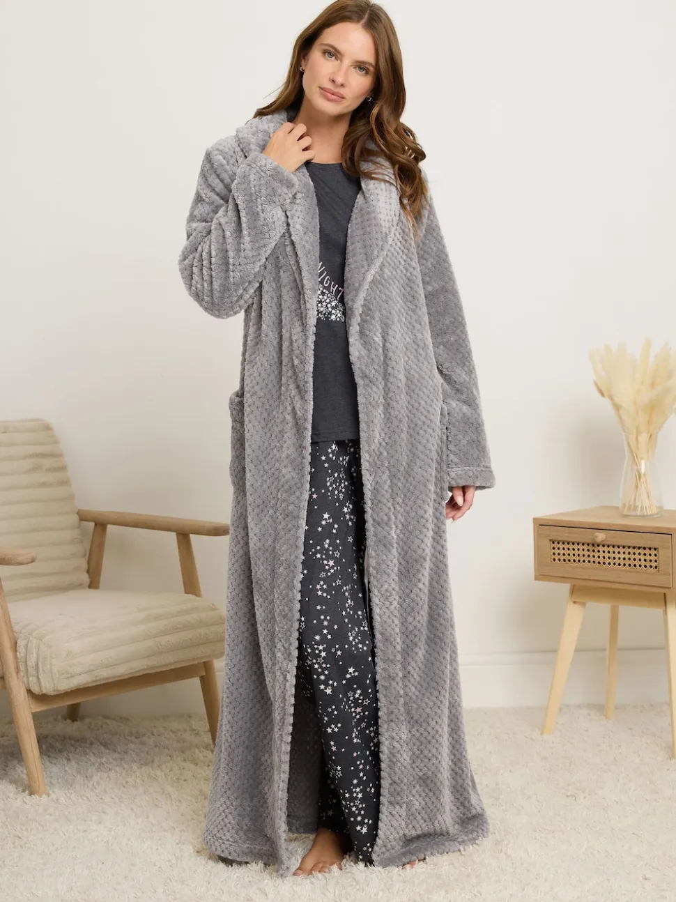 M&Co Honeycomb Shawl Maxi Robe
