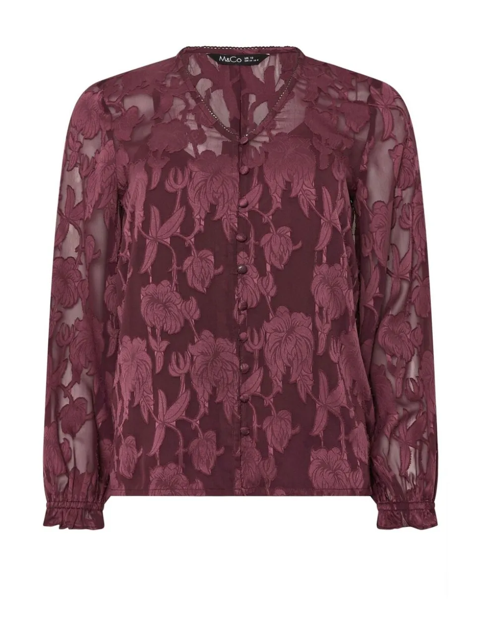 M&Co Jacquard V-Neck Blouse