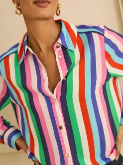 Meerdere strepen - Love & Roses Long Sleeve Button Through Shirt