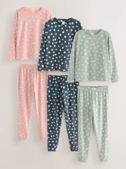 Met stippen - Long Sleeve Pyjamas 3 Pack