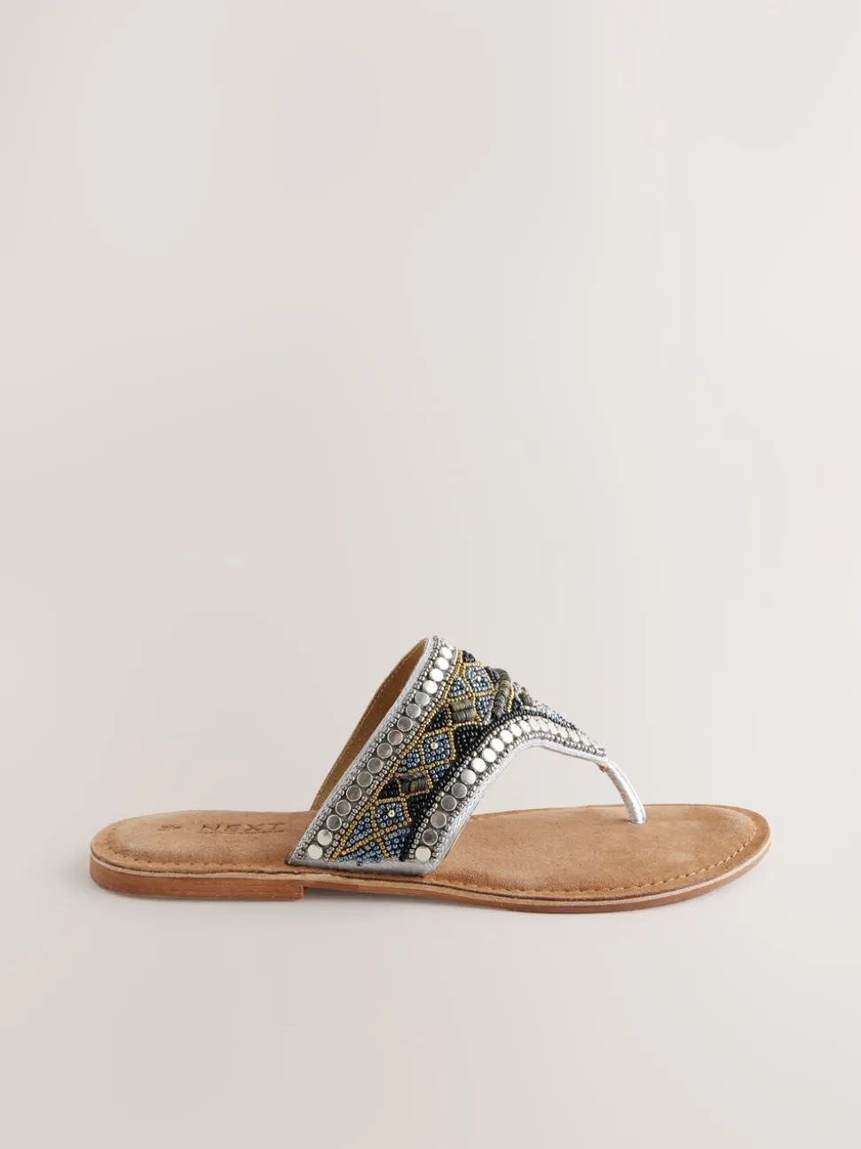 Metallic - Teenslipsandalen met grove kralen