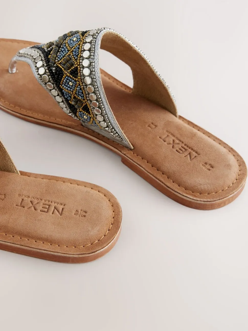 Metallic - Teenslipsandalen met grove kralen