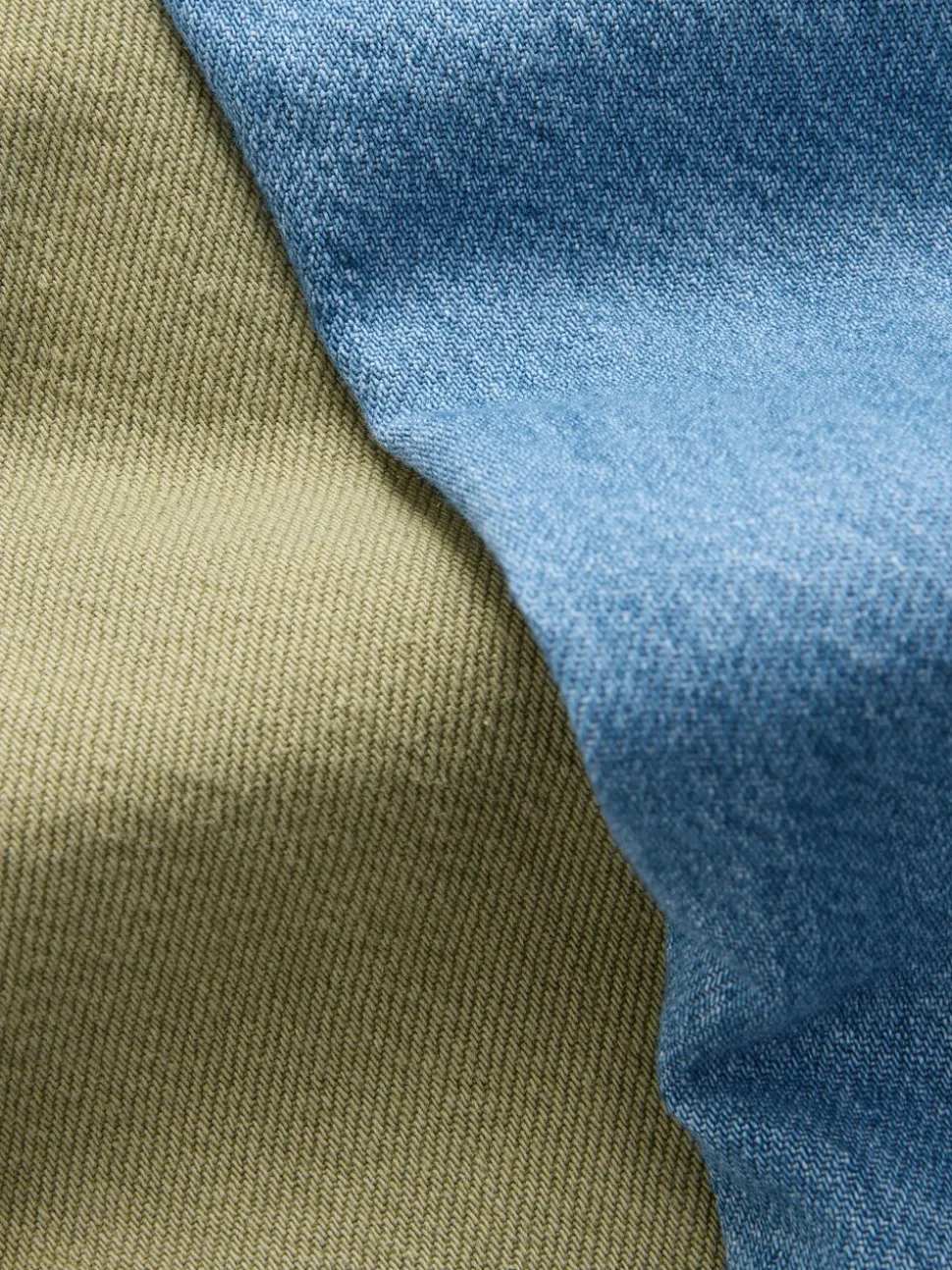 Mid Blue and Khaki Green - Oversized Denim Shirts 2 Pack