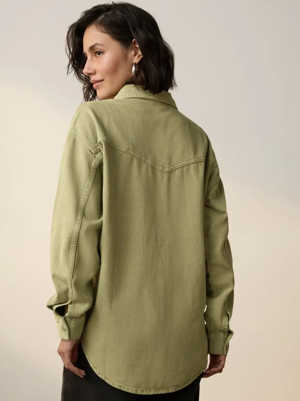 Mid Blue and Khaki Green - Oversized Denim Shirts 2 Pack