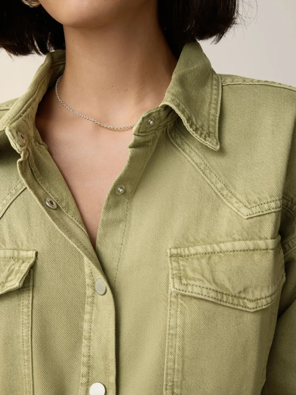 Mid Blue and Khaki Green - Oversized Denim Shirts 2 Pack