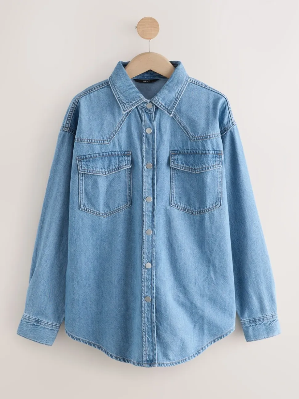 Mid Blue and Khaki Green - Oversized Denim Shirts 2 Pack