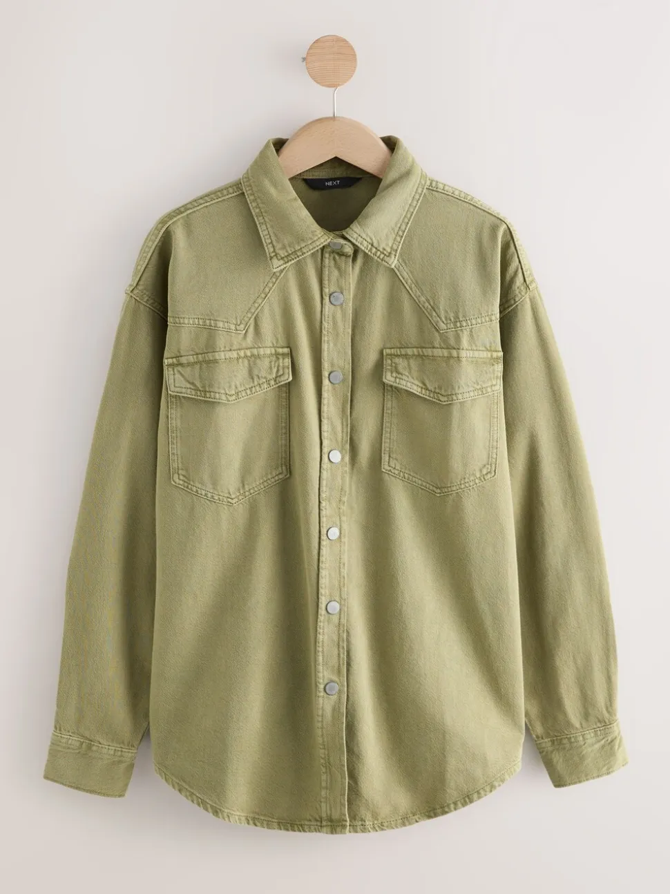 Mid Blue and Khaki Green - Oversized Denim Shirts 2 Pack