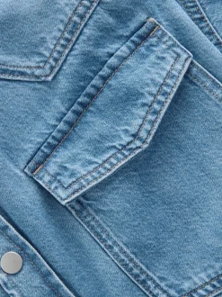 Mid Blue and Khaki Green - Oversized Denim Shirts 2 Pack