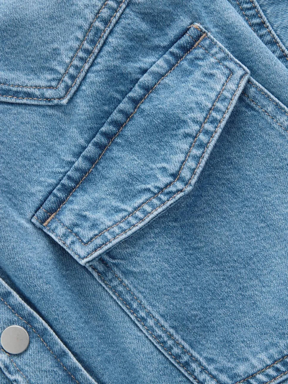 Mid Blue and Khaki Green - Oversized Denim Shirts 2 Pack