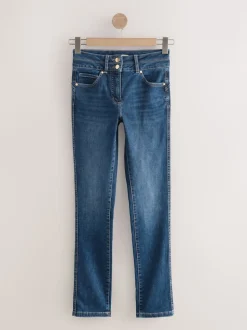 Middenblauw denim - Figuurvormende slim jeans