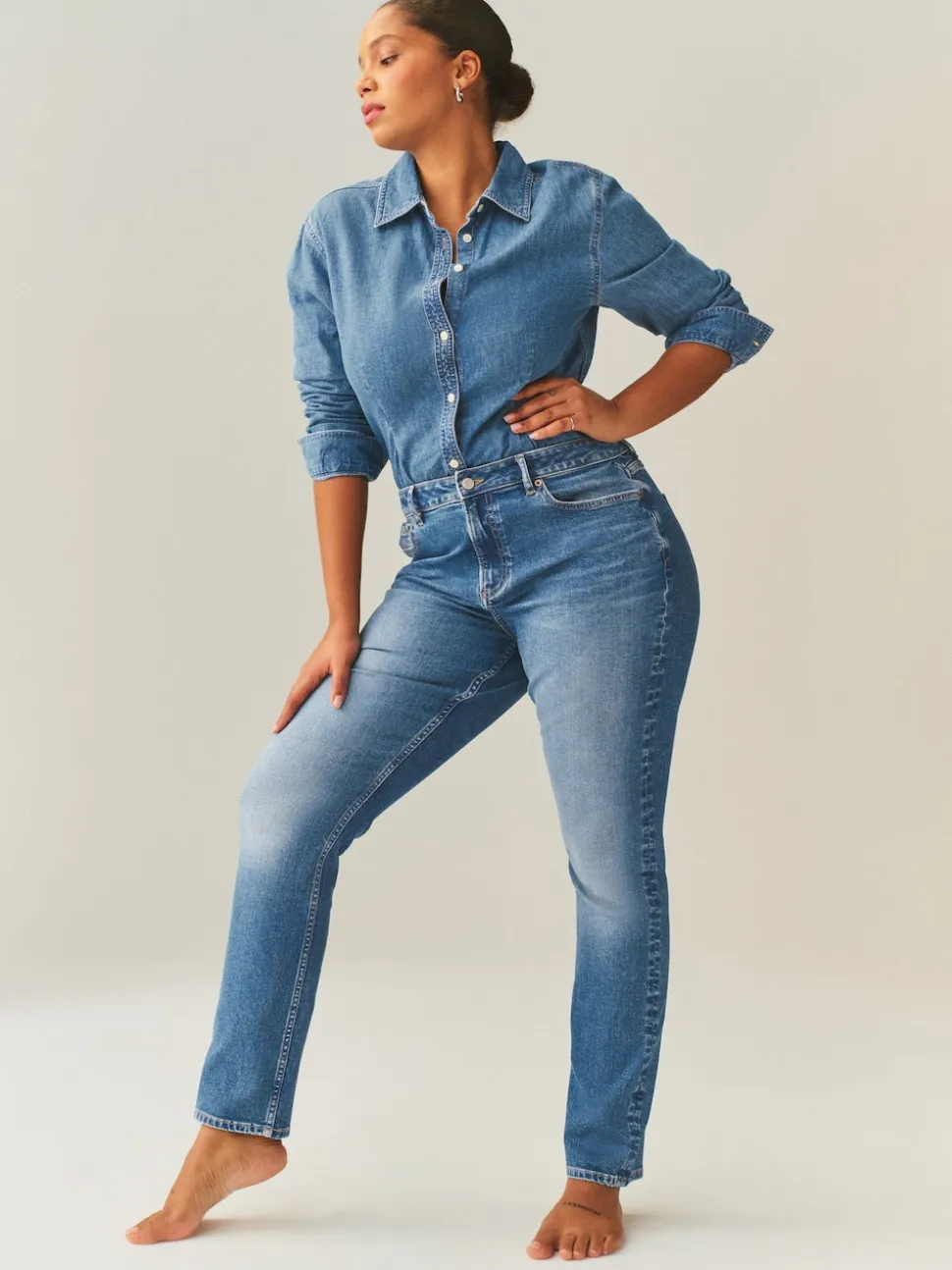 Middenblauw denim - Hourglass Mid Rise Stretch Slim Jeans