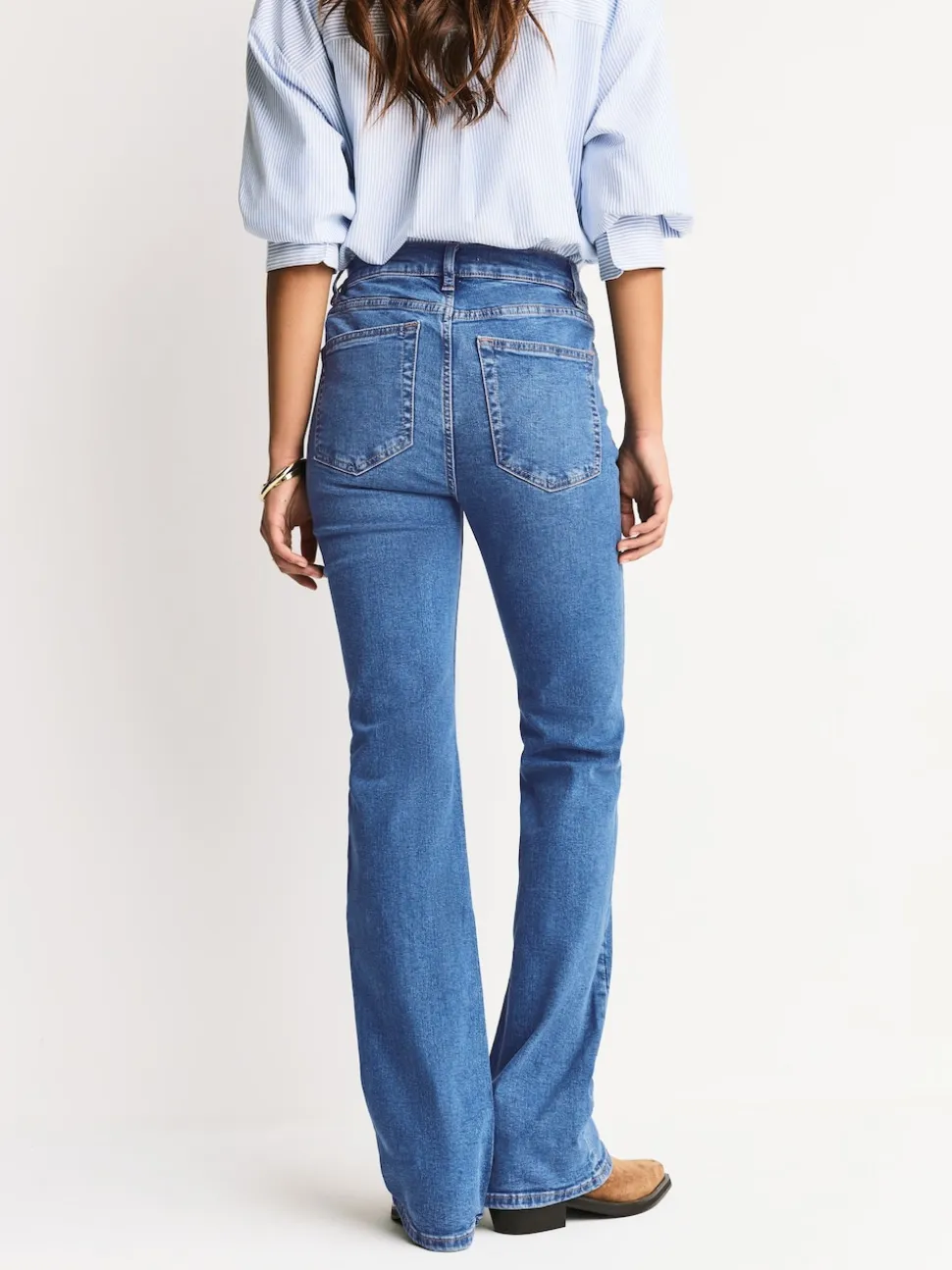 Middenblauw denim - Mid Rise Stretch Bootcut Jeans