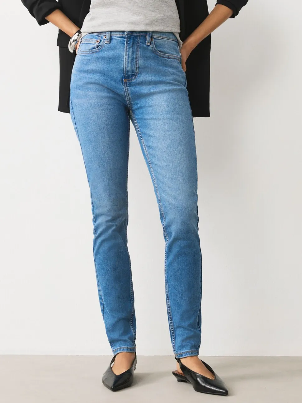 Middenblauw denim - Mid Rise Stretch Skinny Jeans