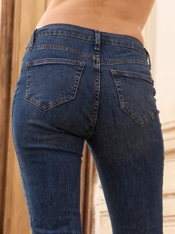 Middenblauw met wassing - Seraphine Premium Slim-Fit Zwangerschapsjeans van Biologisch Katoen Onder de Buik