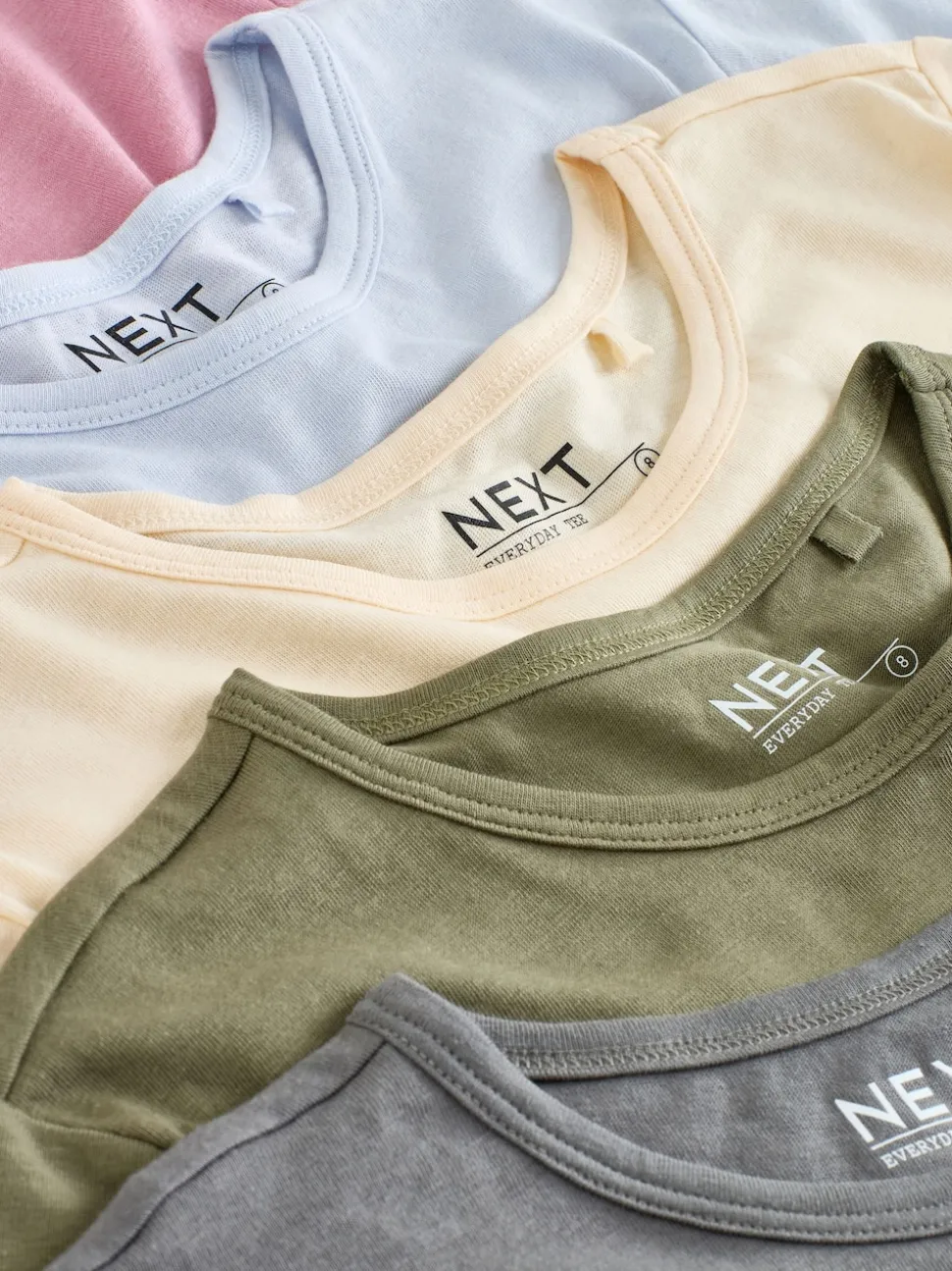 Mineraalkleurig - Set van 5 T-shirts met ronde hals en hoog katoengehalte