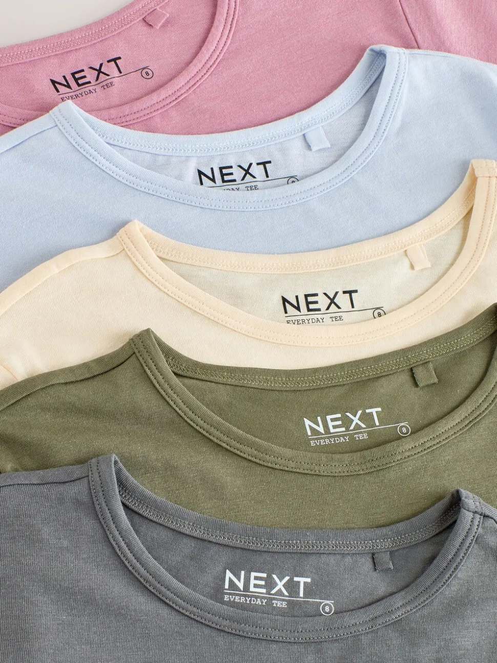 Mineraalkleurig - Set van 5 T-shirts met ronde hals en hoog katoengehalte