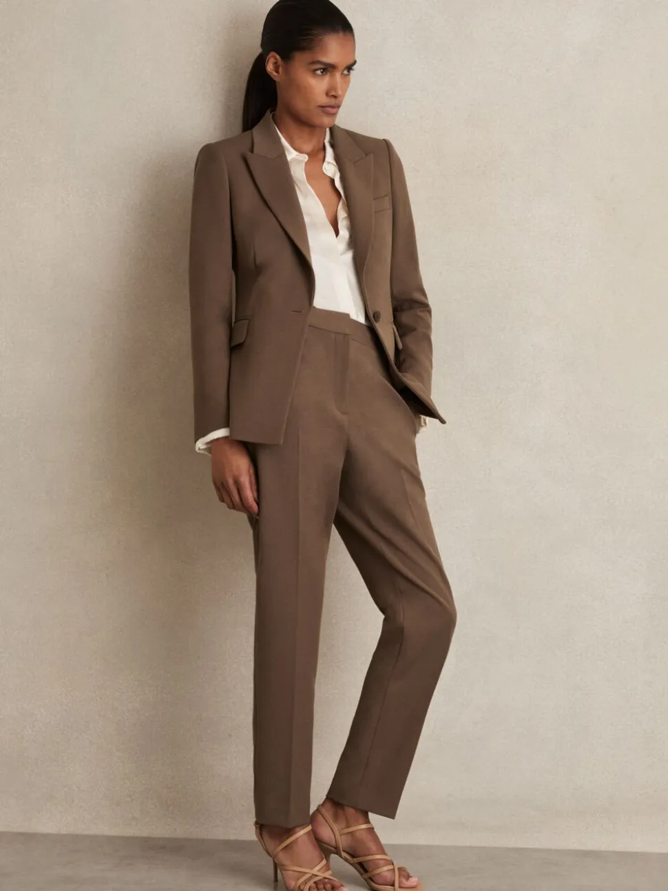 Mink neutraal - Reiss Gabi slim-fit kostuumbroek