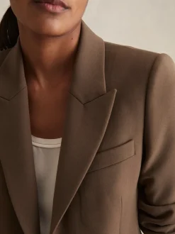 Mink neutraal - Reiss Gabi maatsnit-kostuumblazer met enkele knoopsluiting
