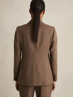 Mink neutraal - Reiss Gabi maatsnit-kostuumblazer met enkele knoopsluiting