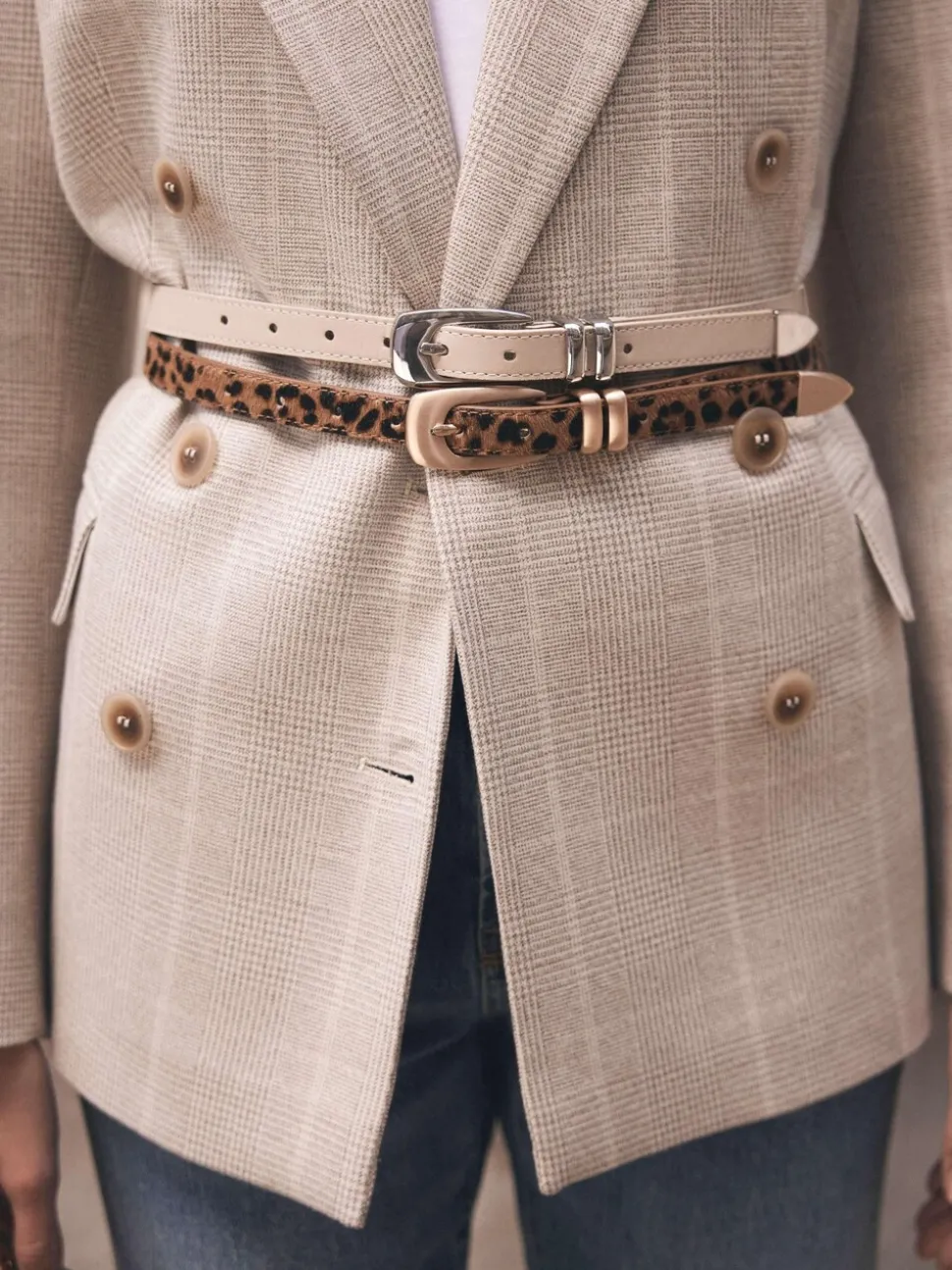 Mint Velvet Leopard Textured Leather Belt