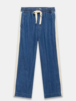 Mint Velvet Tie Waist Side Stripe Wide 100% Cotton Jeans