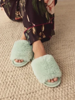 Mintgroen - Faux Fur Lined Slider Slippers